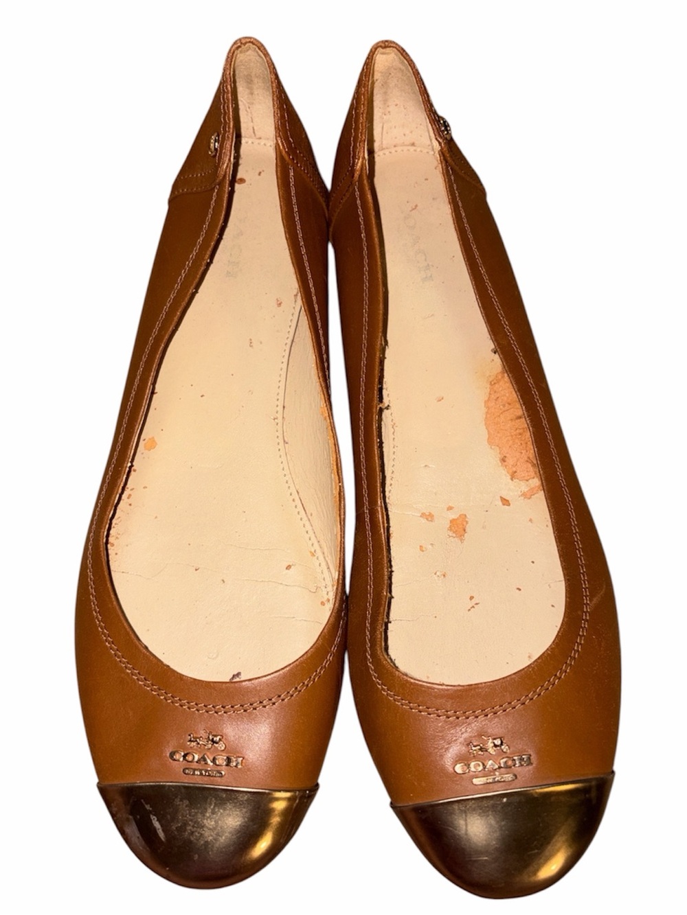 Coach Chelsea Ballet Flats 9.5 Saddle/Brass *CALLOUT - Picture 2 of 6